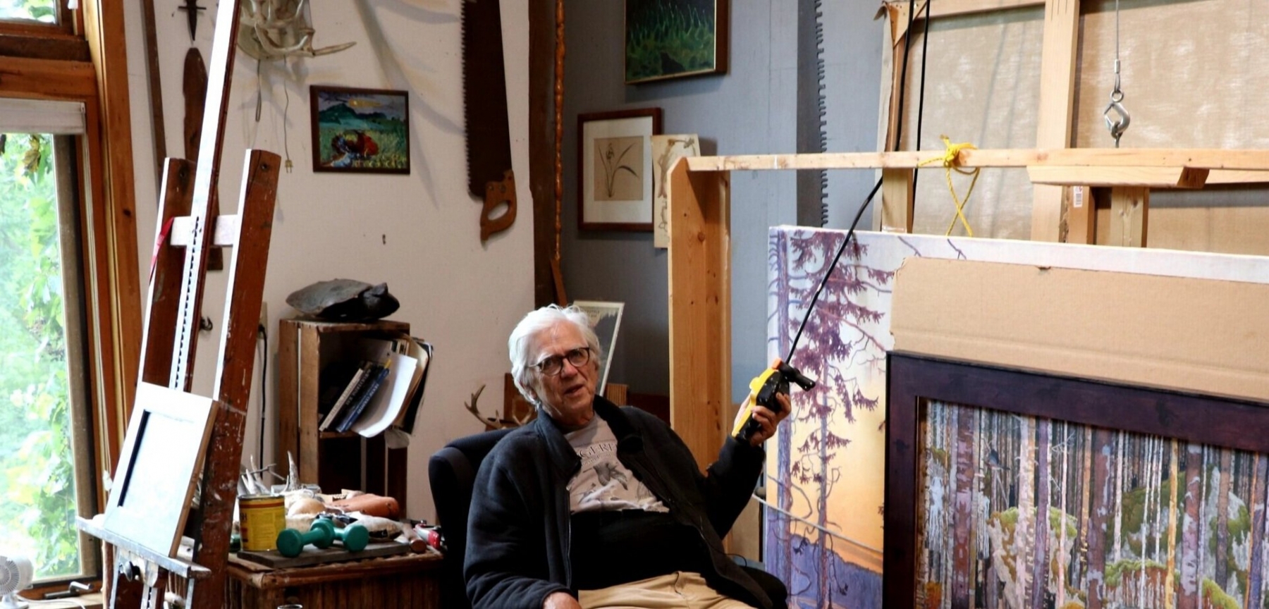 Tom Uttech in his studio, August 2020