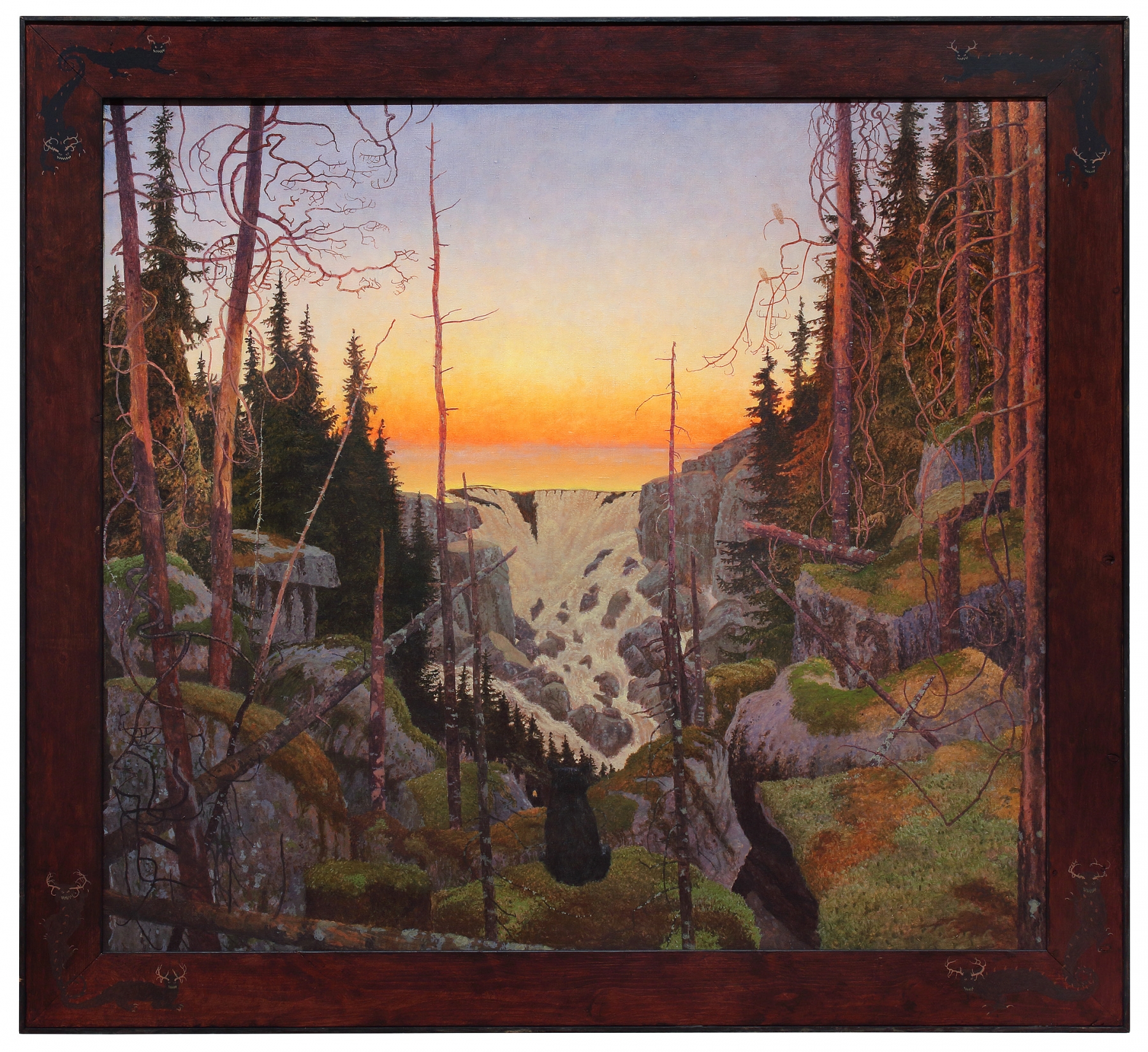 Nin Nomageb, 2020, oil on linen, 46 3/4 x 50 3/4 inches, including artist&#39;s hand painted frame