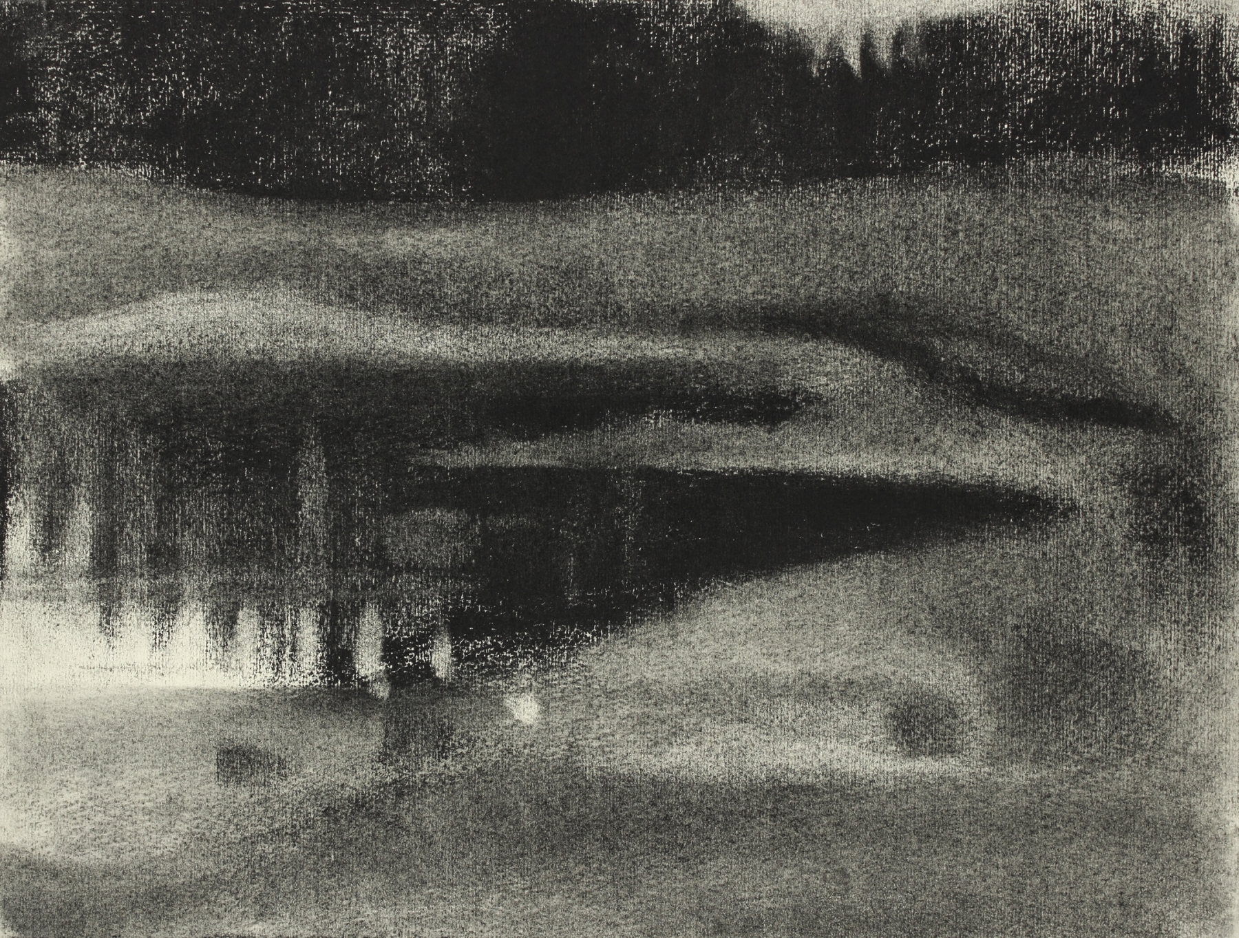 Untitled, c. 1975, charcoal on paper, 10 x 13 1/4 inches