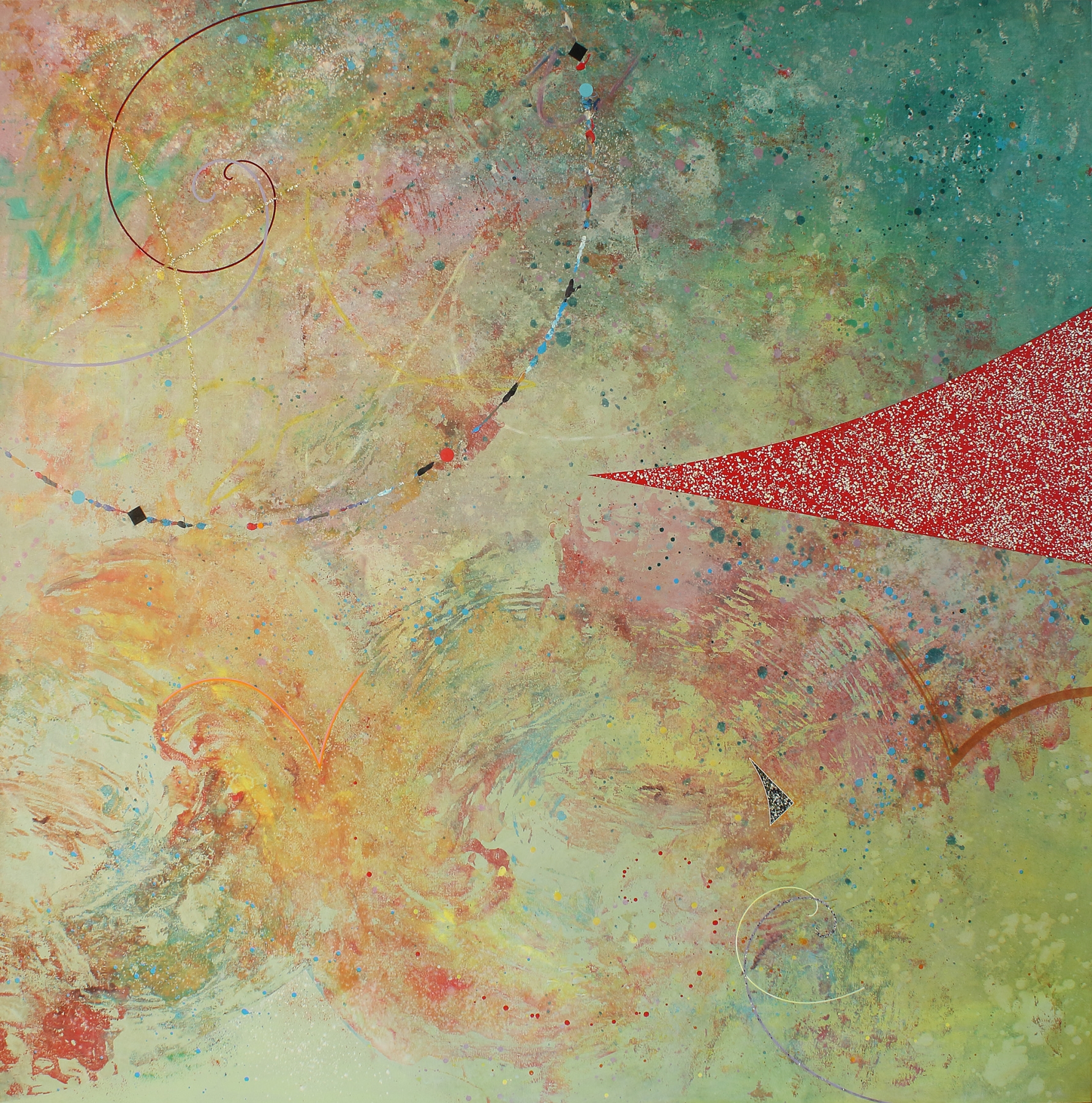 Out Come Out, 1980, oil, isobutyl methacrylate, pastel, mica, eggshell and sand on linen, 80 x 80 inches