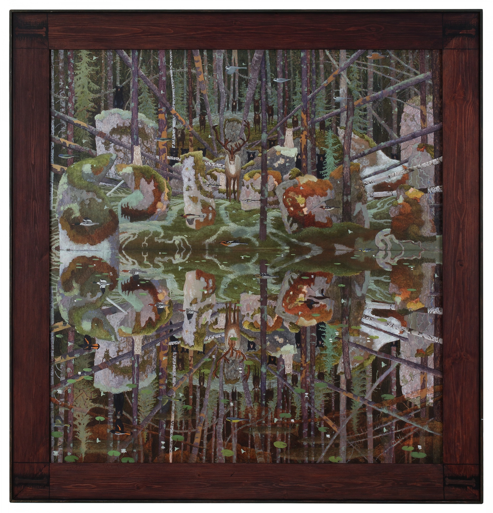 Obanite, 2020, oil on linen, 40 x 38 inches including artist&#39;s hand painted frame